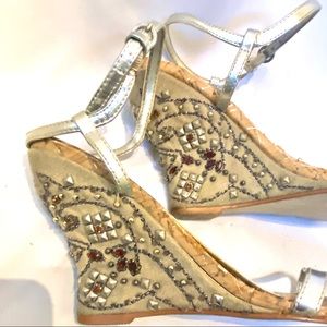 Wild Diva Studded/Beaded/Jeweled Silver Sandals